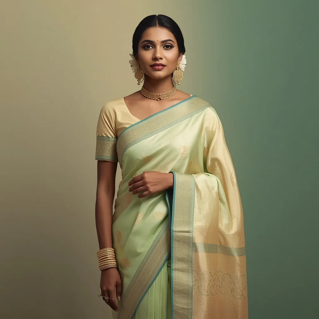 A Regal Indian Woman in a Heritage Pastel Saree with Traditional Jewelry – Girls ChatGPT Image Diverse Aesthetics prompts