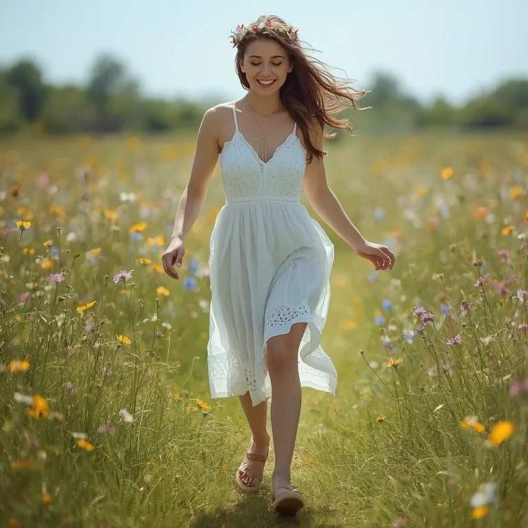 Bohemian Western Sundress in a Flowery Meadow | viral ai image prompt