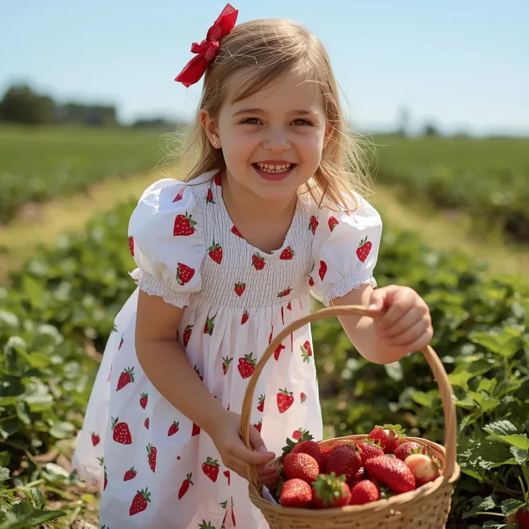 Girls’ Playful: Strawberry Print Smocked Dress | Best Girls Prompt