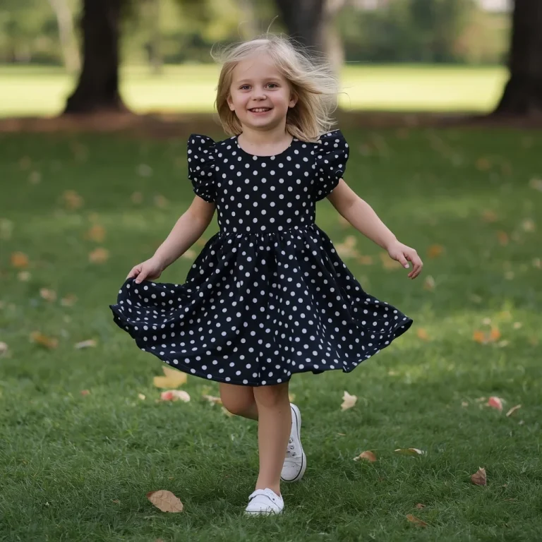 Girls’ Playtime: Polka Dot Ruffle Sleeve Dress | Girls Online Prompt