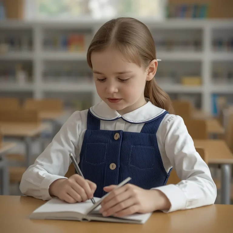 Girls’ School Days: Navy Blue Pinafore Dress with White Blouse | Trending Blue Prompt