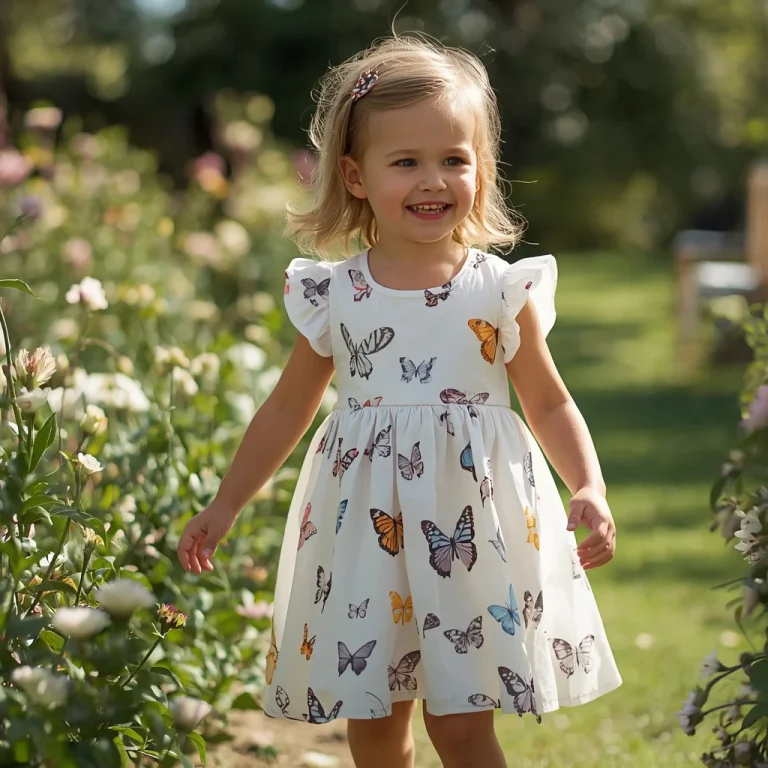 Little Girl’s Adorable Butterfly Print Dress for a Garden Party | traditional prompt for chatgpt in english for girl