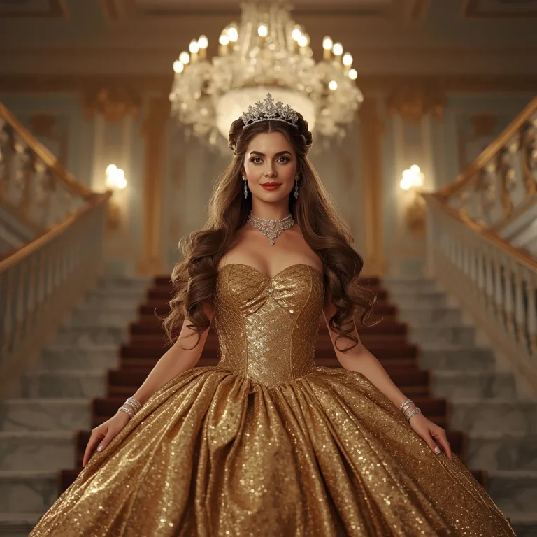 Regal Gold Sequin Gown: A Grand Opulent Ball | Ultra-realistic Opulent Cinematic