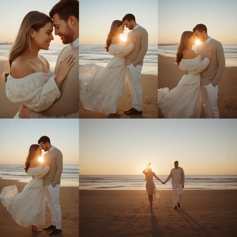 Romantic Couple In Golden Hour Beach Session | pre wedding ai prompt