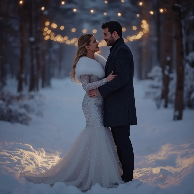 Romantic Couple In Sparkling White Winter Wonderland | Romantic Couple Prompt