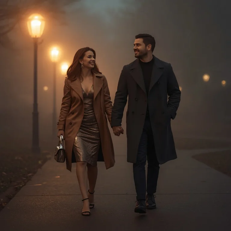 Stylish Modern Couple In High Fashion Trenchcoats | Couple Romantic Prompt