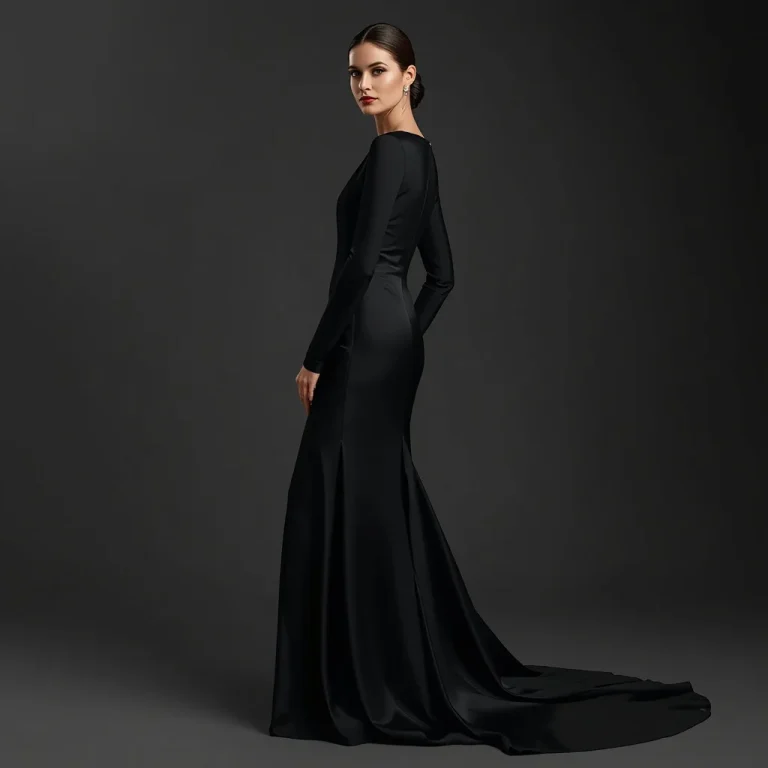 Timeless Black Satin Column Gown for a Formal Event | best ai prompt 2026
