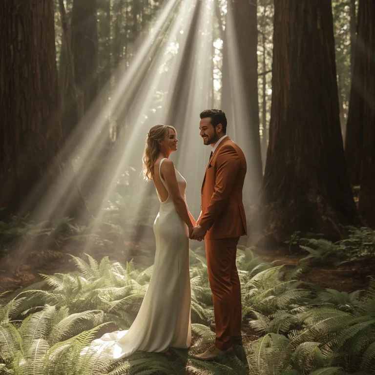 Whimsical Forest Wedding Couple In Modern Attire | Romantic Couple Captured